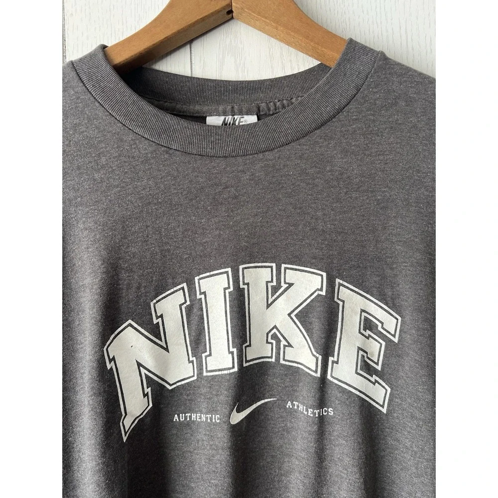 VTG  90s Nike Authentic Athletics Shirt Large MADE USA Spellout Swoosh Long Slee